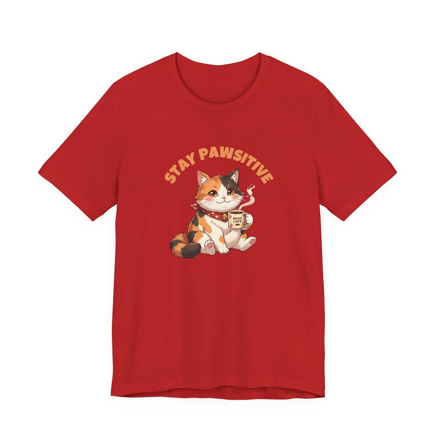 Stay Pawsitive — Cute Calico Cat Graphic T-Shirt