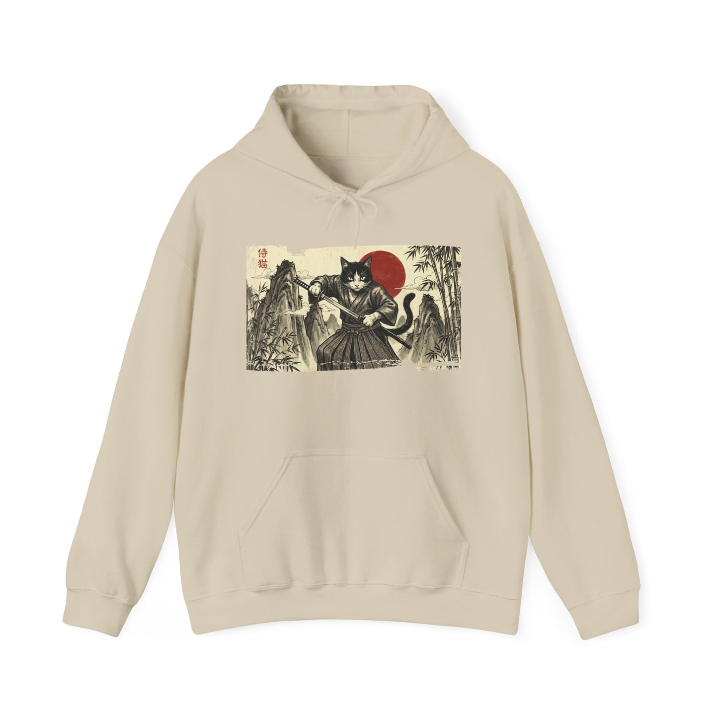Samurai Cat — Vintage Japanese Ukiyo-e Art Graphic Hoodie
