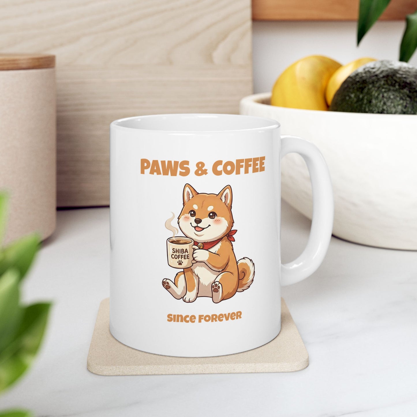 Paws & Coffee Anime Style Latte Coffee Ceramic Mug (11oz, 15oz)