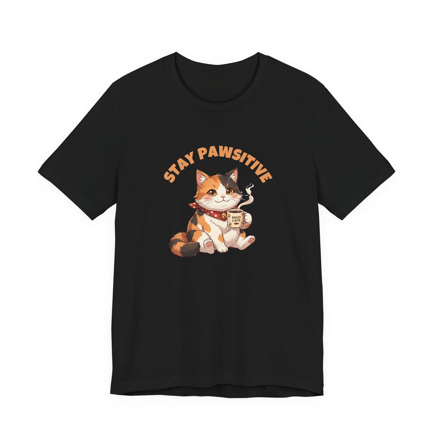 Stay Pawsitive — Cute Calico Cat Graphic T-Shirt