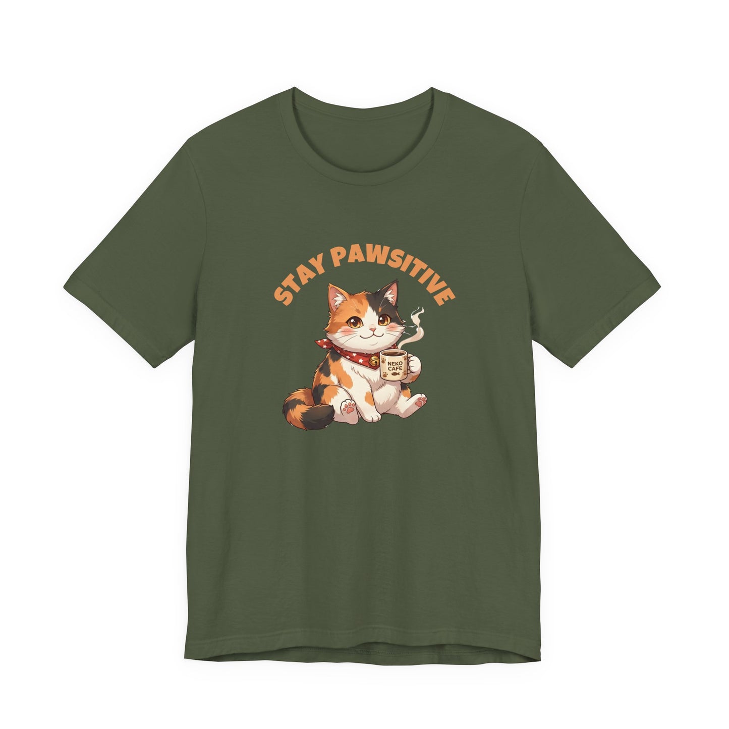 Stay Pawsitive — Cute Calico Cat Graphic T-Shirt