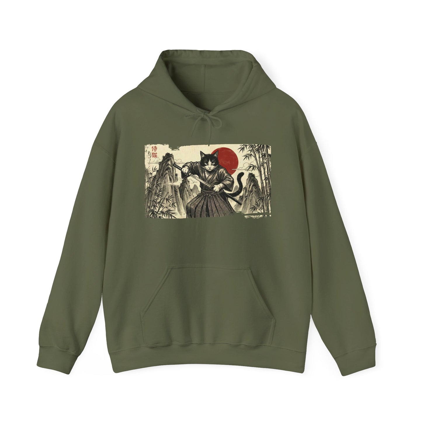 Samurai Cat — Vintage Japanese Ukiyo-e Art Graphic Hoodie