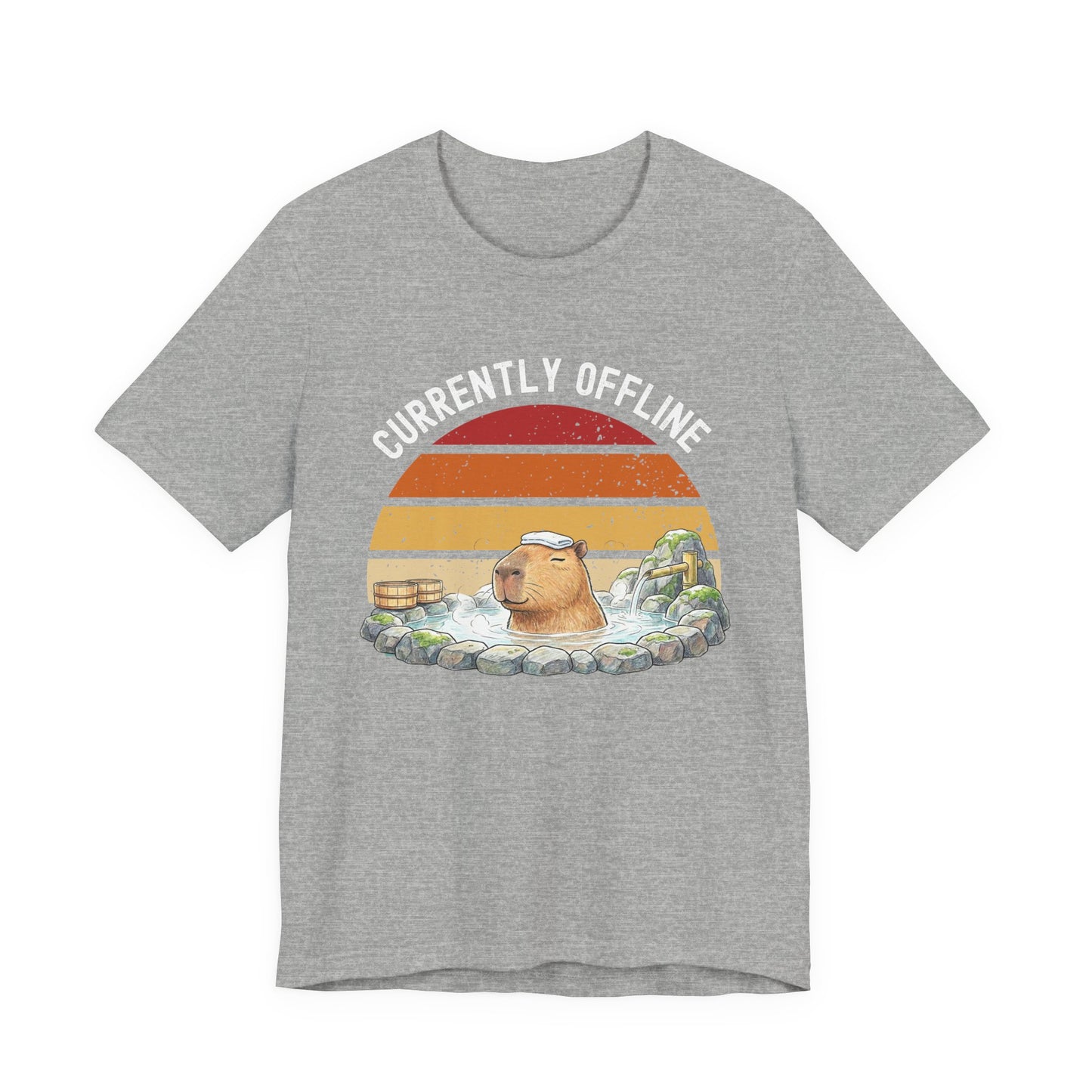 Currently Offline Relaxing Capybara Soak Retro Sunset T-Shirt
