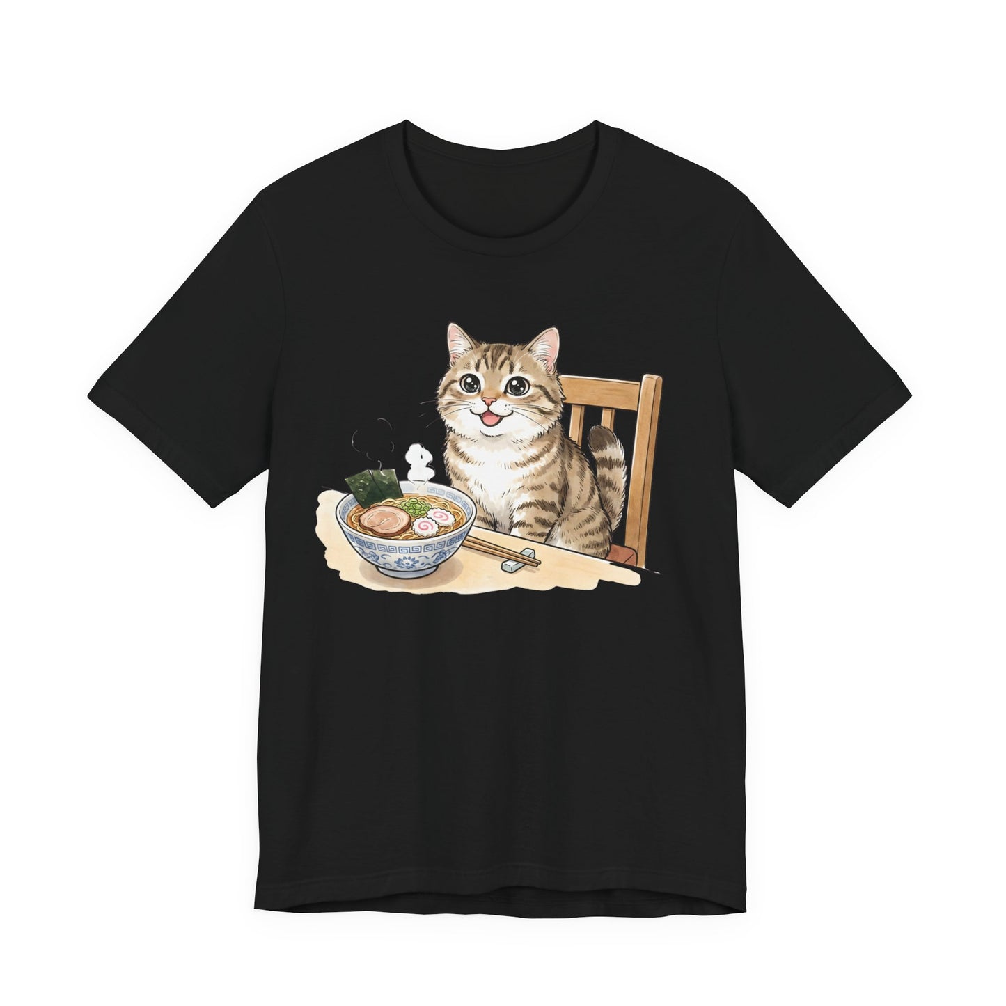 Cute Kitty with Ramen Bowl Graphic T-Shirt