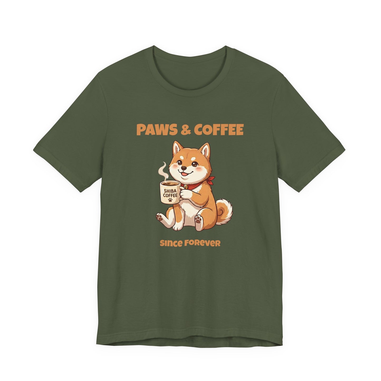 Paws & Coffee Shiba Inu Cute Dog Coffee Lover T-Shirt