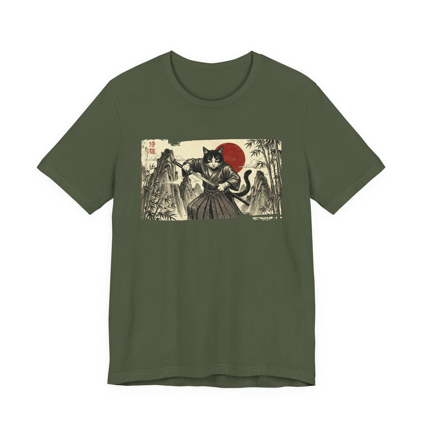 Samurai Cat — Japanese Vintage Ukiyo-e Art Graphic T-Shirt