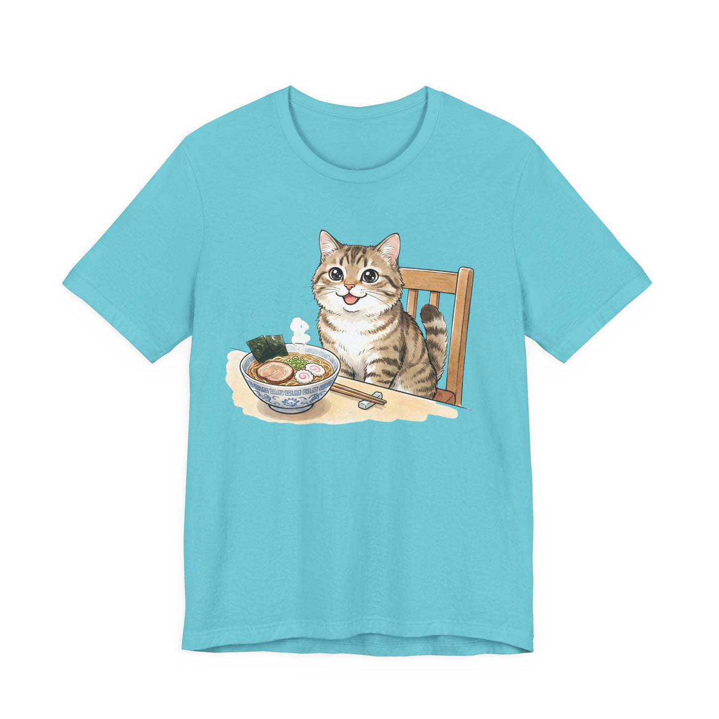 Cute Kitty with Ramen Bowl Graphic T-Shirt