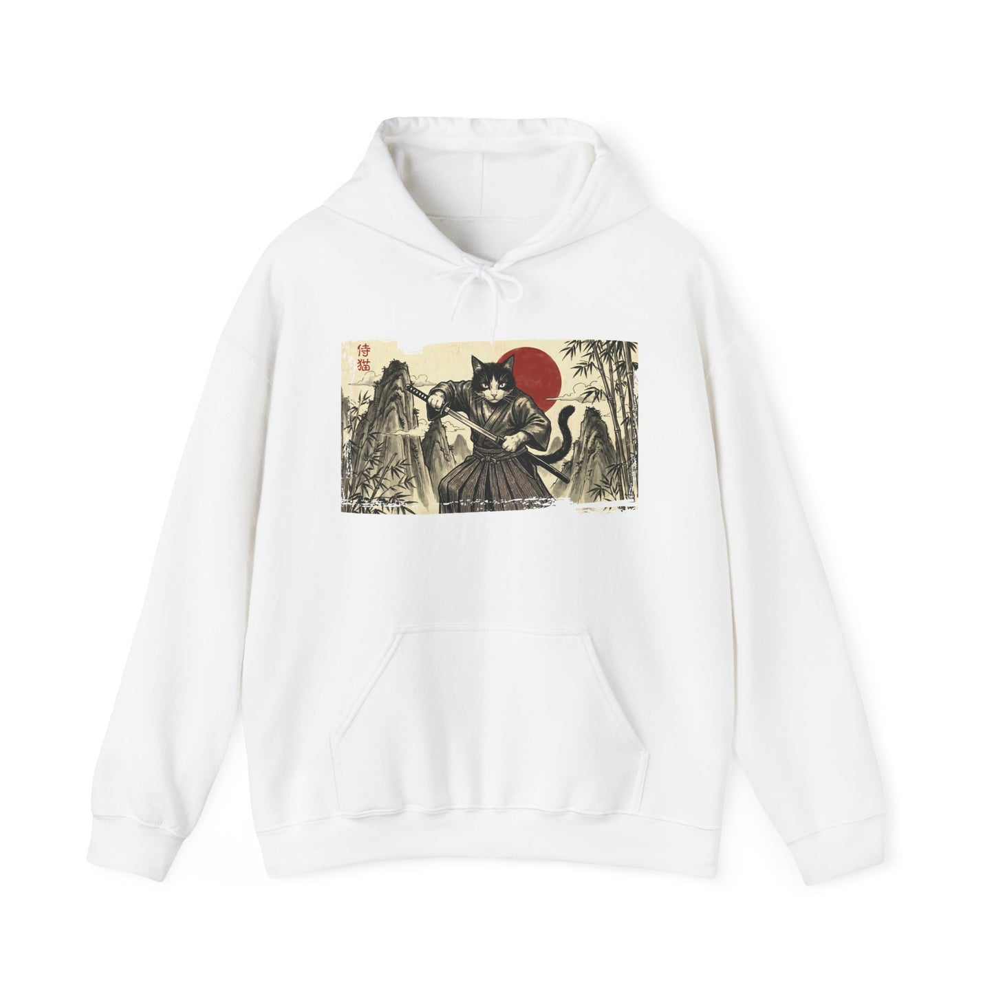 Samurai Cat — Vintage Japanese Ukiyo-e Art Graphic Hoodie
