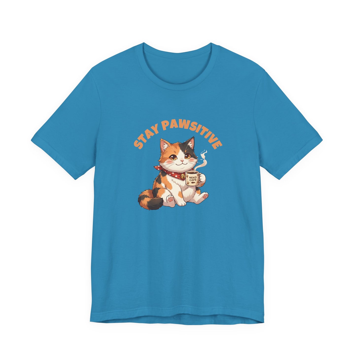 Stay Pawsitive — Cute Calico Cat Graphic T-Shirt