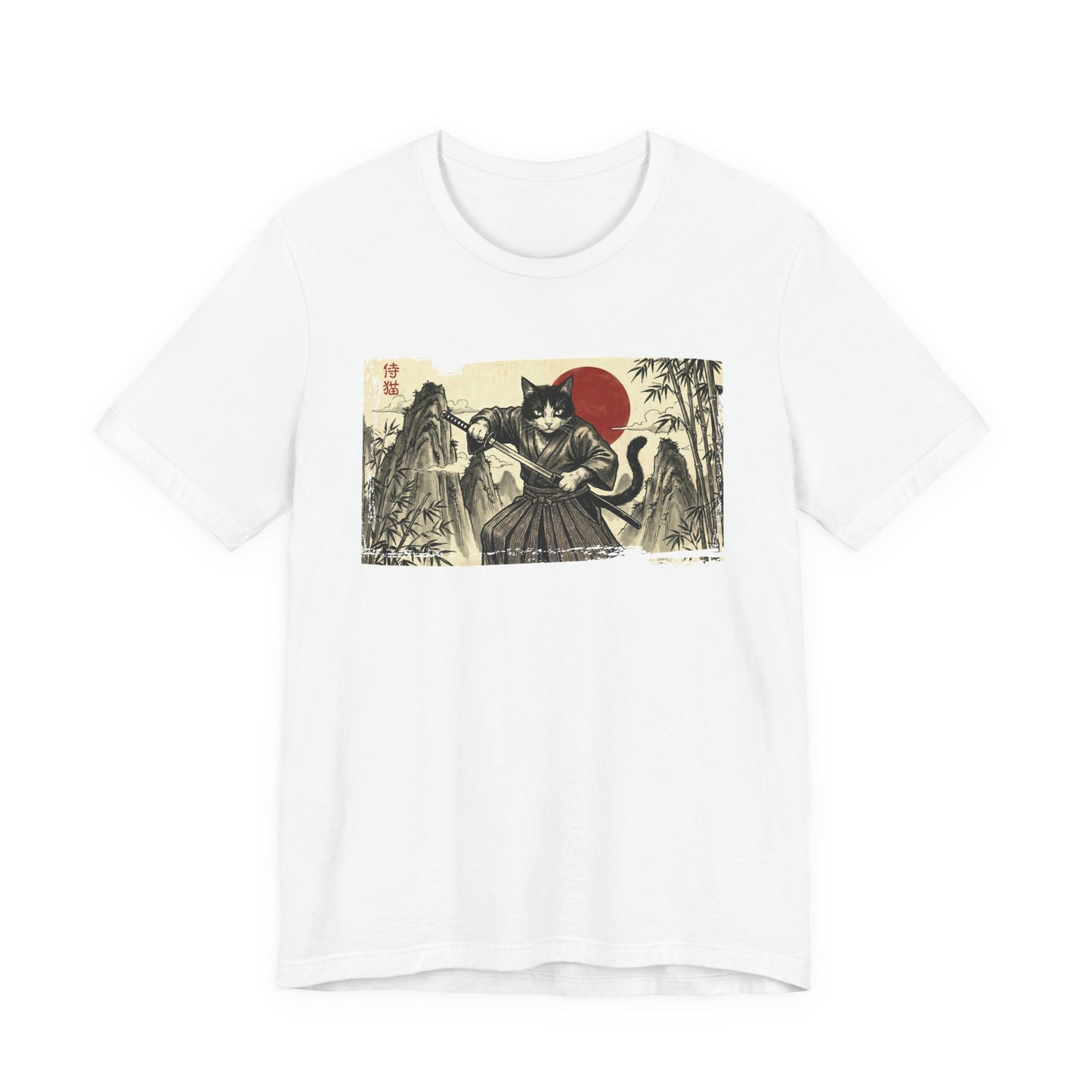 Samurai Cat — Japanese Vintage Ukiyo-e Art Graphic T-Shirt