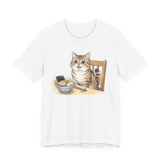 Cute Kitty with Ramen Bowl Graphic T-Shirt