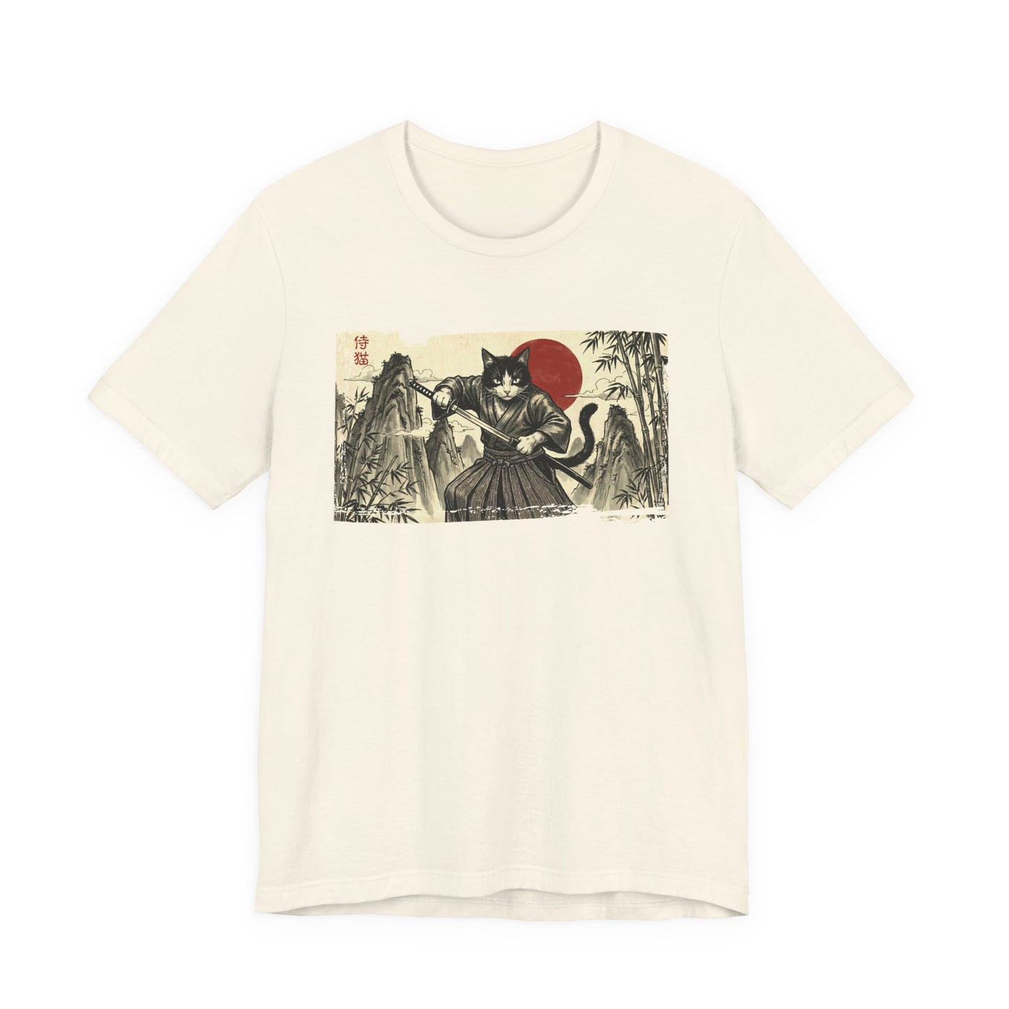 Samurai Cat — Japanese Vintage Ukiyo-e Art Graphic T-Shirt
