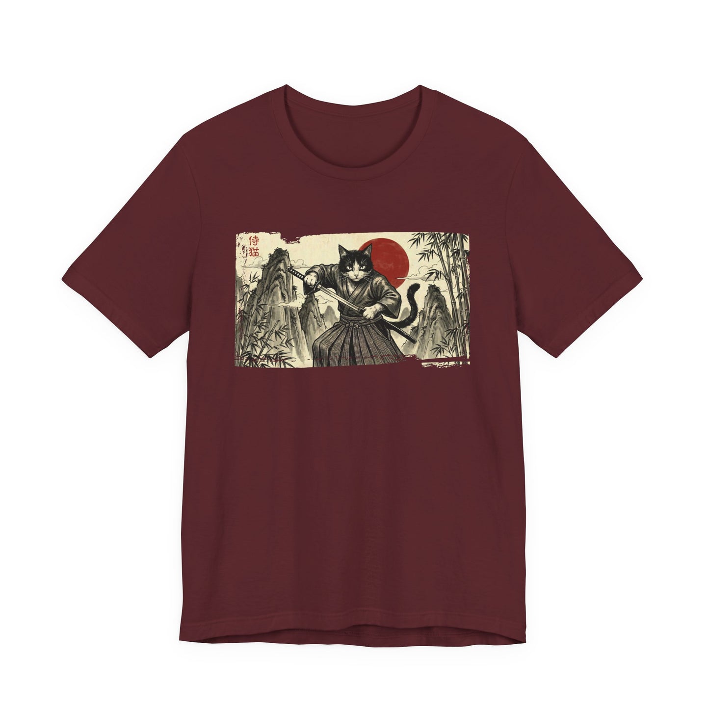 Samurai Cat — Japanese Vintage Ukiyo-e Art Graphic T-Shirt