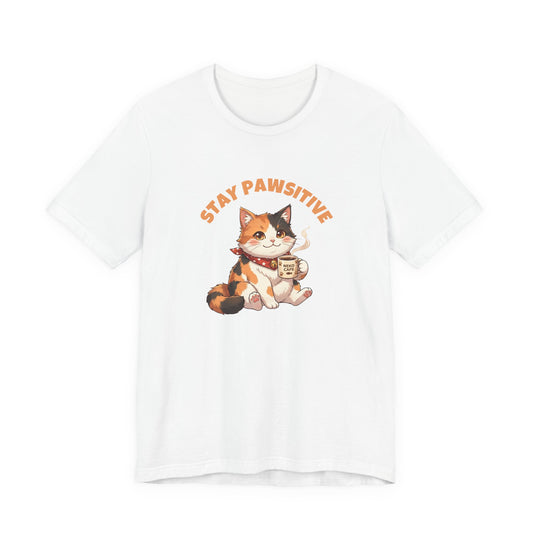 Stay Pawsitive — Cute Calico Cat Graphic T-Shirt