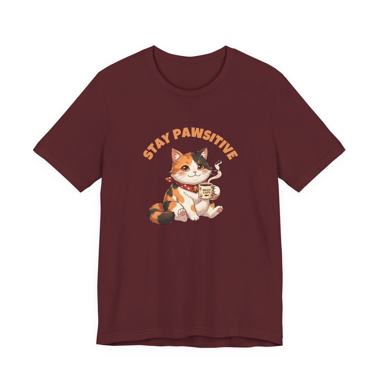 Stay Pawsitive — Cute Calico Cat Graphic T-Shirt