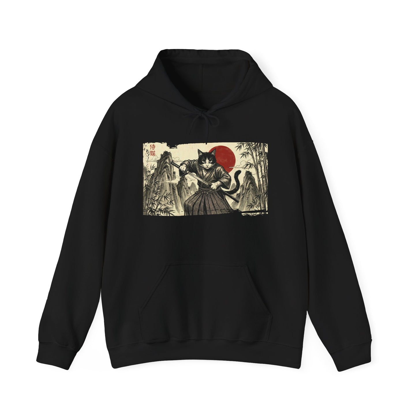 Samurai Cat — Vintage Japanese Ukiyo-e Art Graphic Hoodie