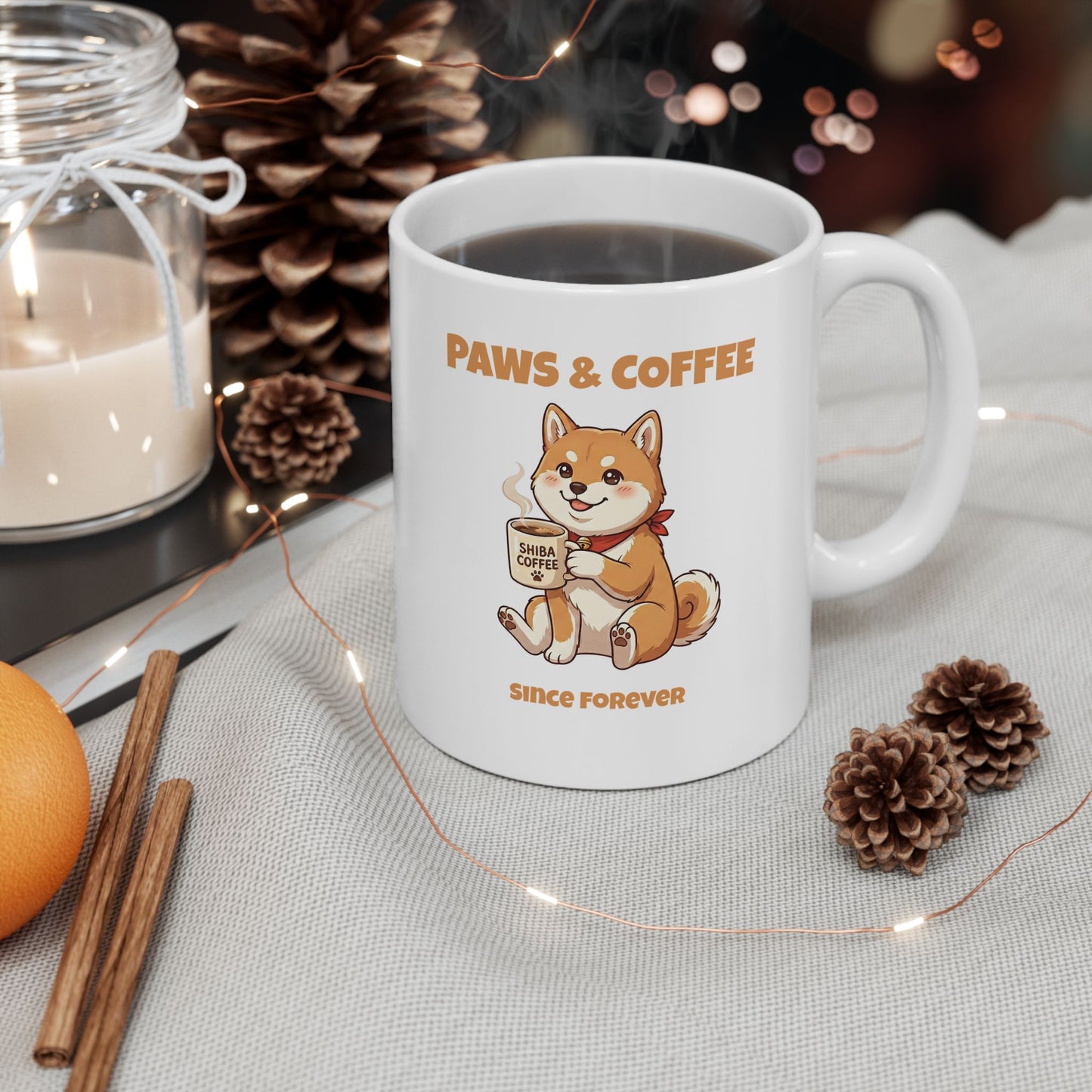 Paws & Coffee Anime Style Latte Coffee Ceramic Mug (11oz, 15oz)