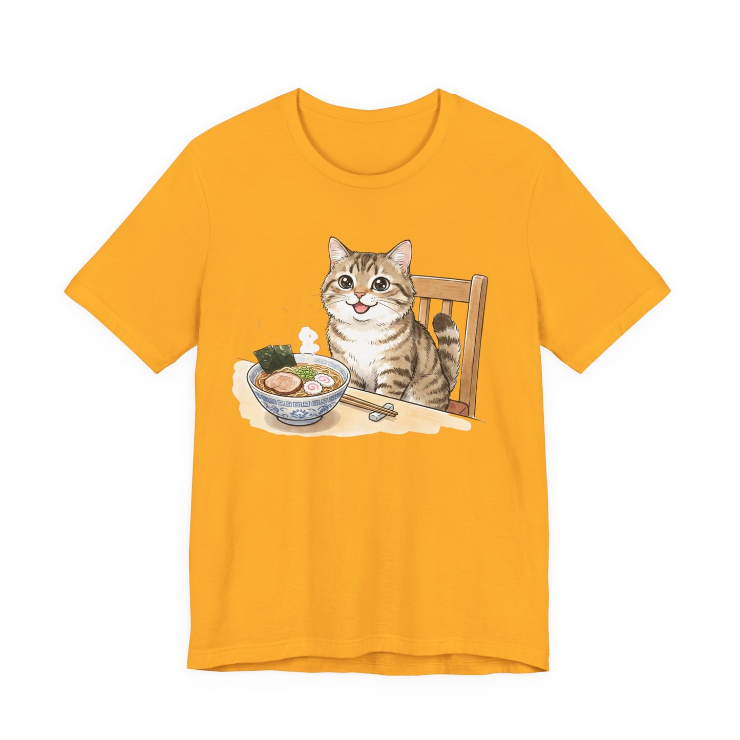 Cute Kitty with Ramen Bowl Graphic T-Shirt