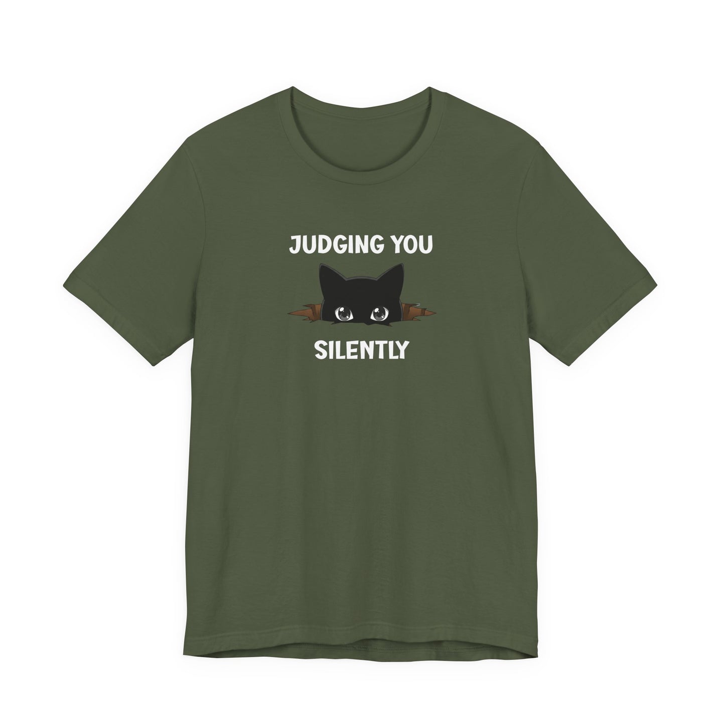 Judging You Silently Funny Black Cat T-Shirt