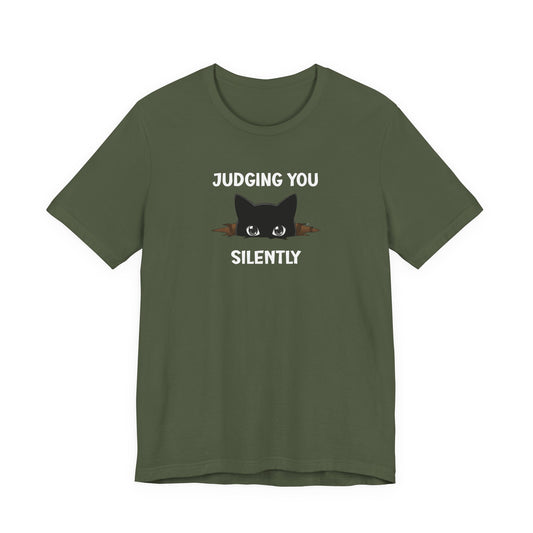Judging You Silently Funny Black Cat T-Shirt