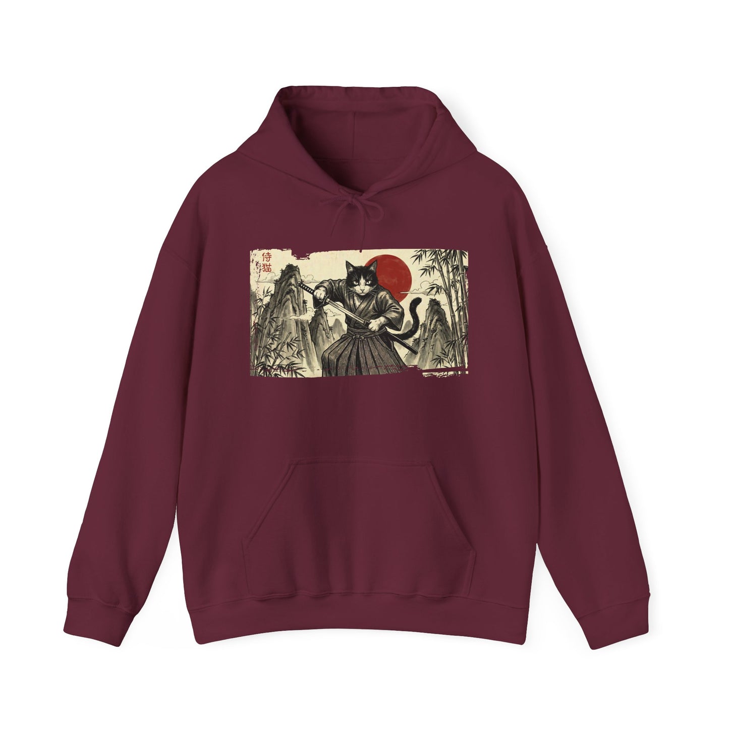 Samurai Cat — Vintage Japanese Ukiyo-e Art Graphic Hoodie