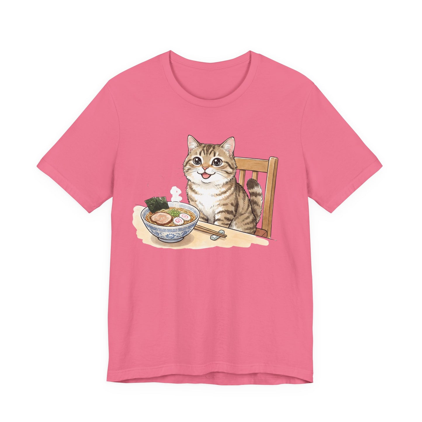 Cute Kitty with Ramen Bowl Graphic T-Shirt