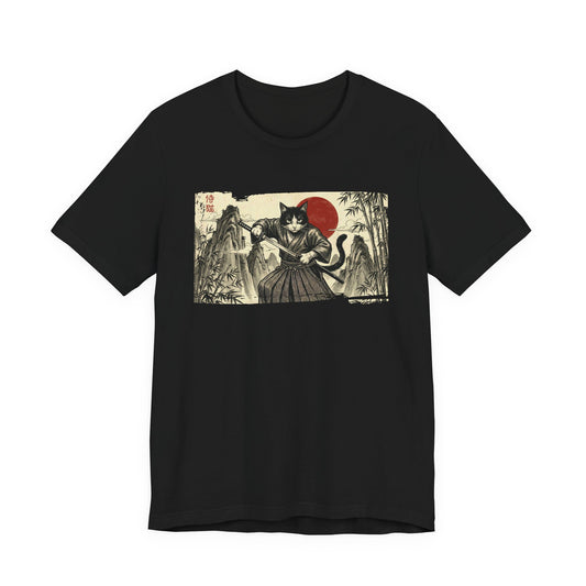 Samurai Cat — Japanese Vintage Ukiyo-e Art Graphic T-Shirt