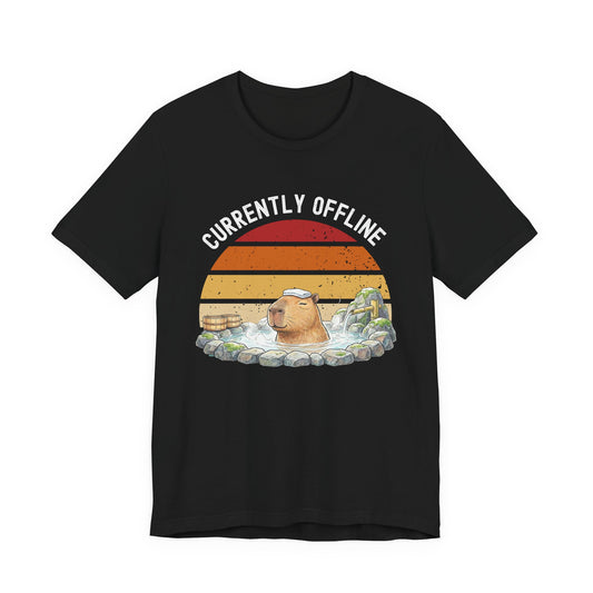 Currently Offline Relaxing Capybara Soak Retro Sunset T-Shirt