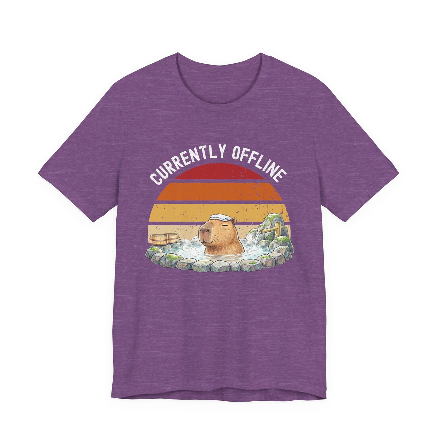 Currently Offline Relaxing Capybara Soak Retro Sunset T-Shirt