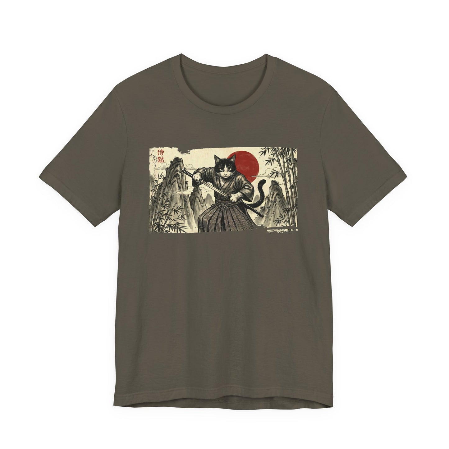 Samurai Cat — Japanese Vintage Ukiyo-e Art Graphic T-Shirt